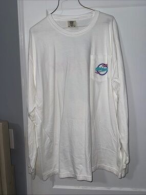 “Old Row” White Long-Sleeve Pocket Tee